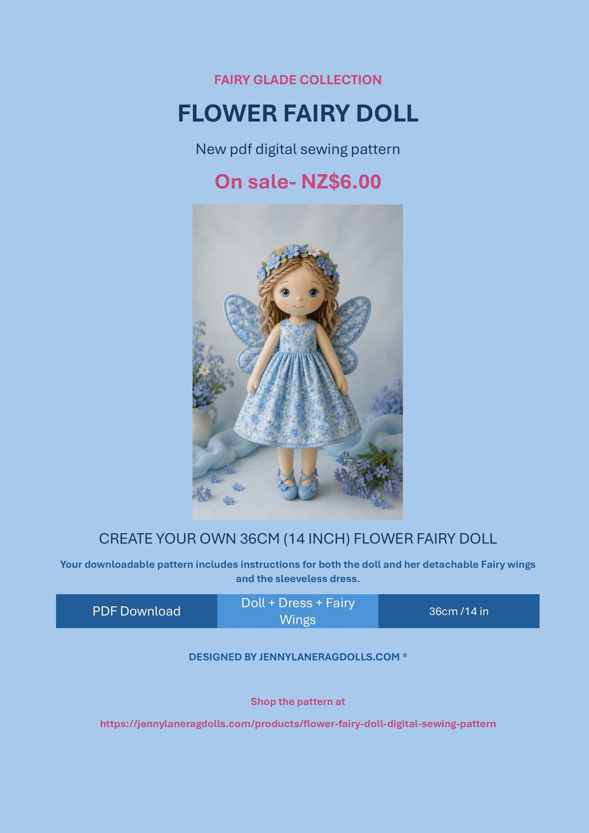 Flower Fairy Doll - Digital sewing pattern