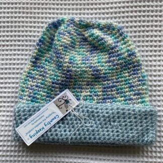 Beanie - Aqua with blue trim