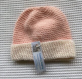 Beanie - Rose pink with cream trim