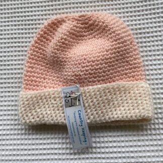 Beanie - Rose pink with cream trim