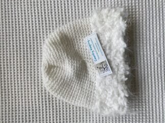 Beanie - White with fluffy white trim