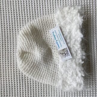 Beanie - White with fluffy white trim