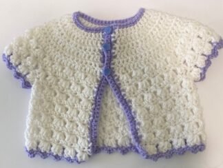 Short Sleeve - White & Purple trim - 3 months