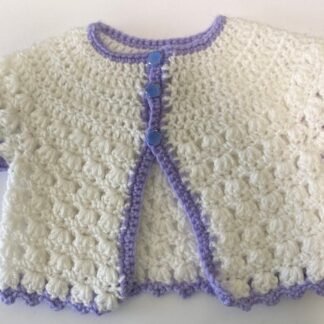 Short Sleeve - White & Purple trim - 3 months