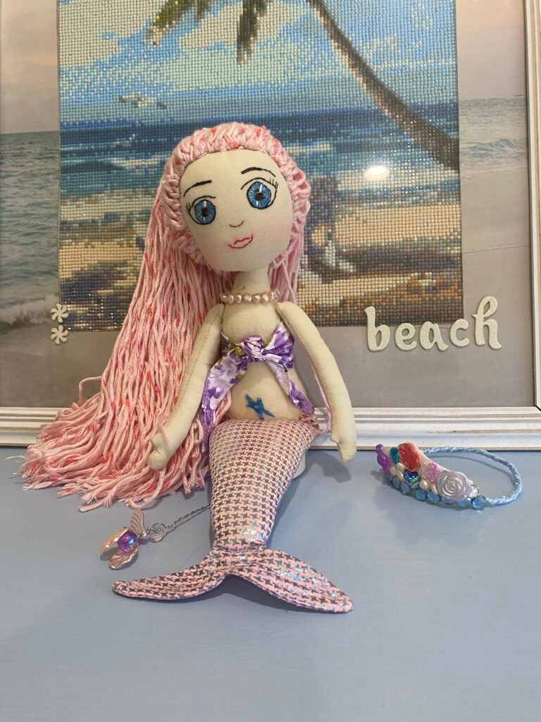 Handmade rag doll NZ Mermaid